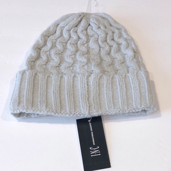 (NWT) INC International Concepts Women's Gray Faux Pearl Beanie Hat - Picture 6 of 7